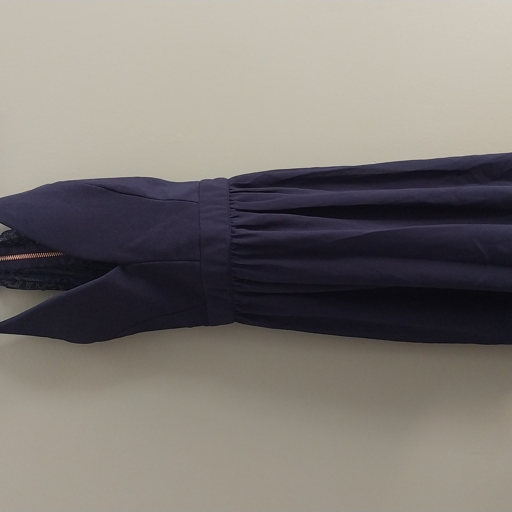 Elegant Asymmetrical Navy Dress